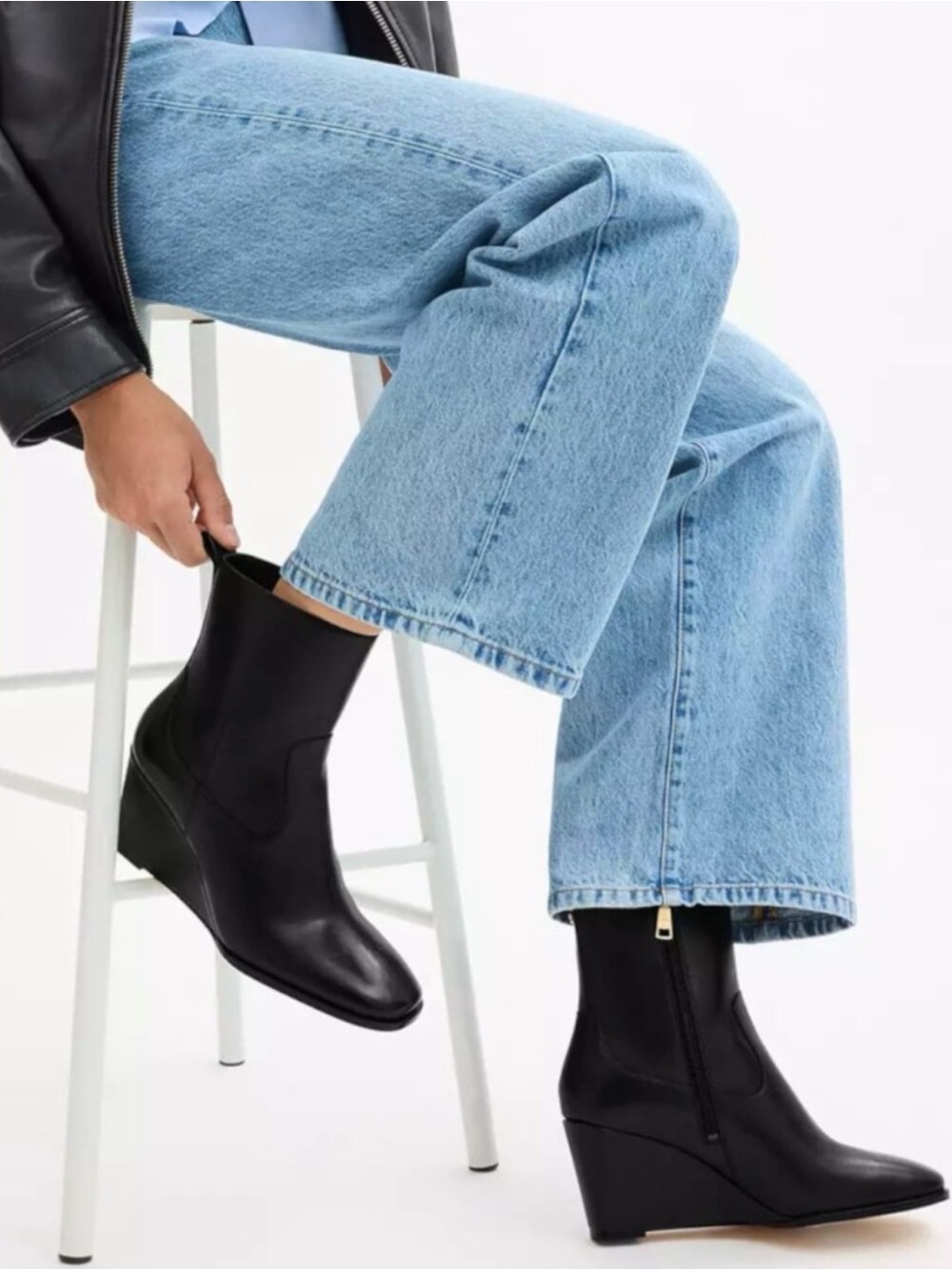 Coach Black leather wedge booties Josephine